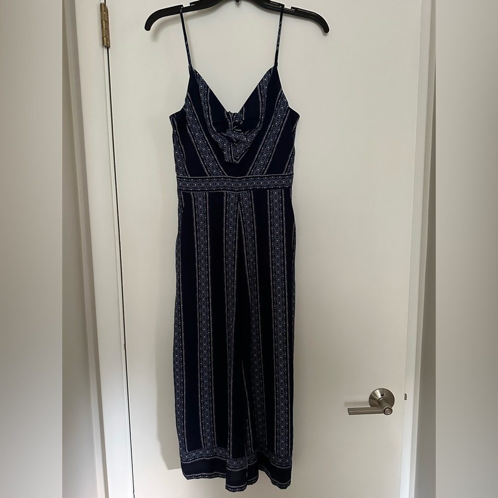 Navy blue floral patterned jumpsuit
